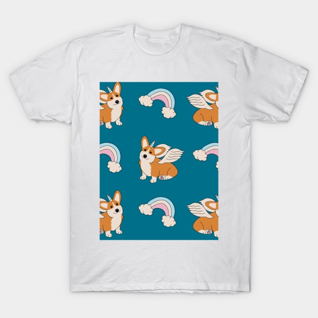 Corgi Unicorn Pattern Edit T-Shirt by okpinsArtDesign